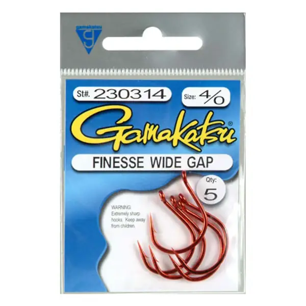 Gamakatsu Size 1/0 Finesse Wide Gap Hook