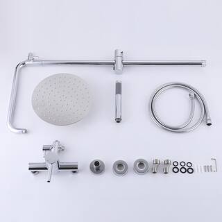 Tomfaucet 2-Spray Wall Bar Shower Kit with Hand Shower in Polished Chrome TFK0146CH