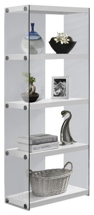 Home Square 2 Piece Hollow Core Bookcase Set in Glossy White   Contemporary   Bookcases   by Homesquare  Houzz