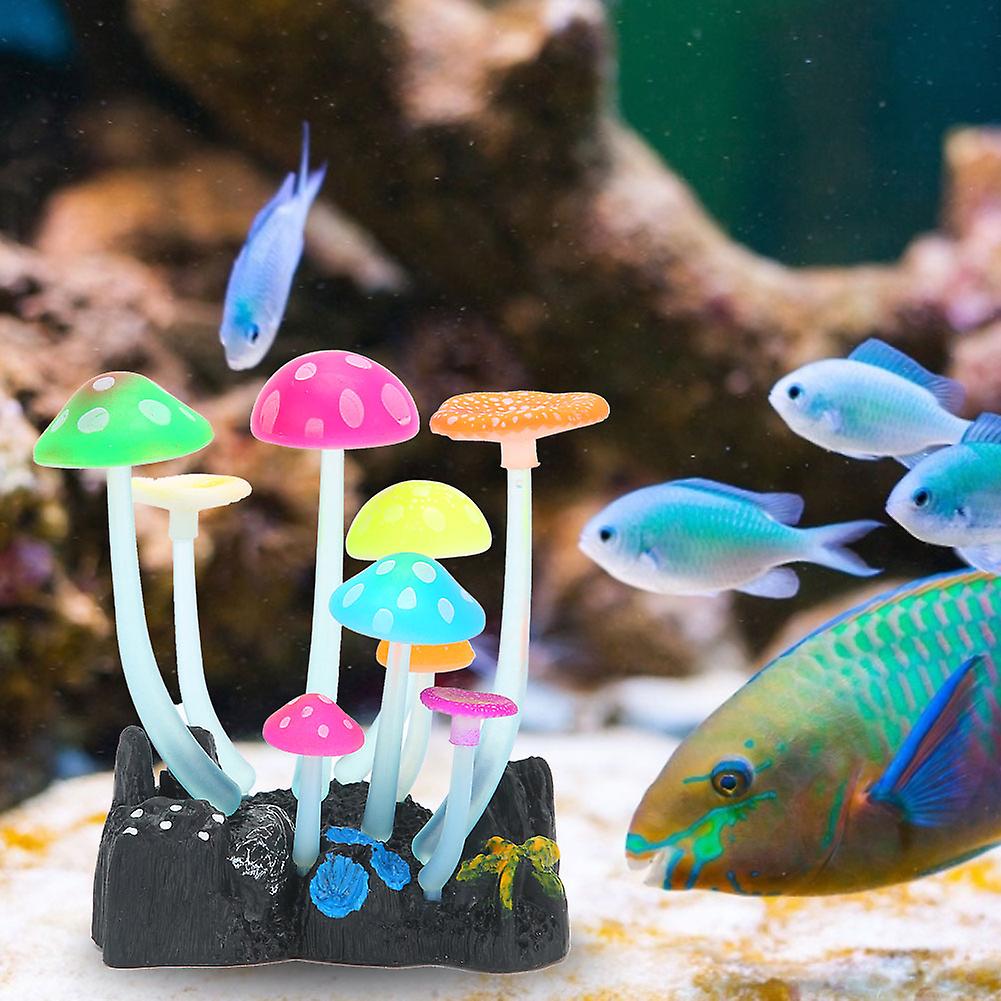 Artificial Luminous Water Plant Mushroom For Aquarium Fish Tanks Landscape Decorationthick Stems 9 Mushroom