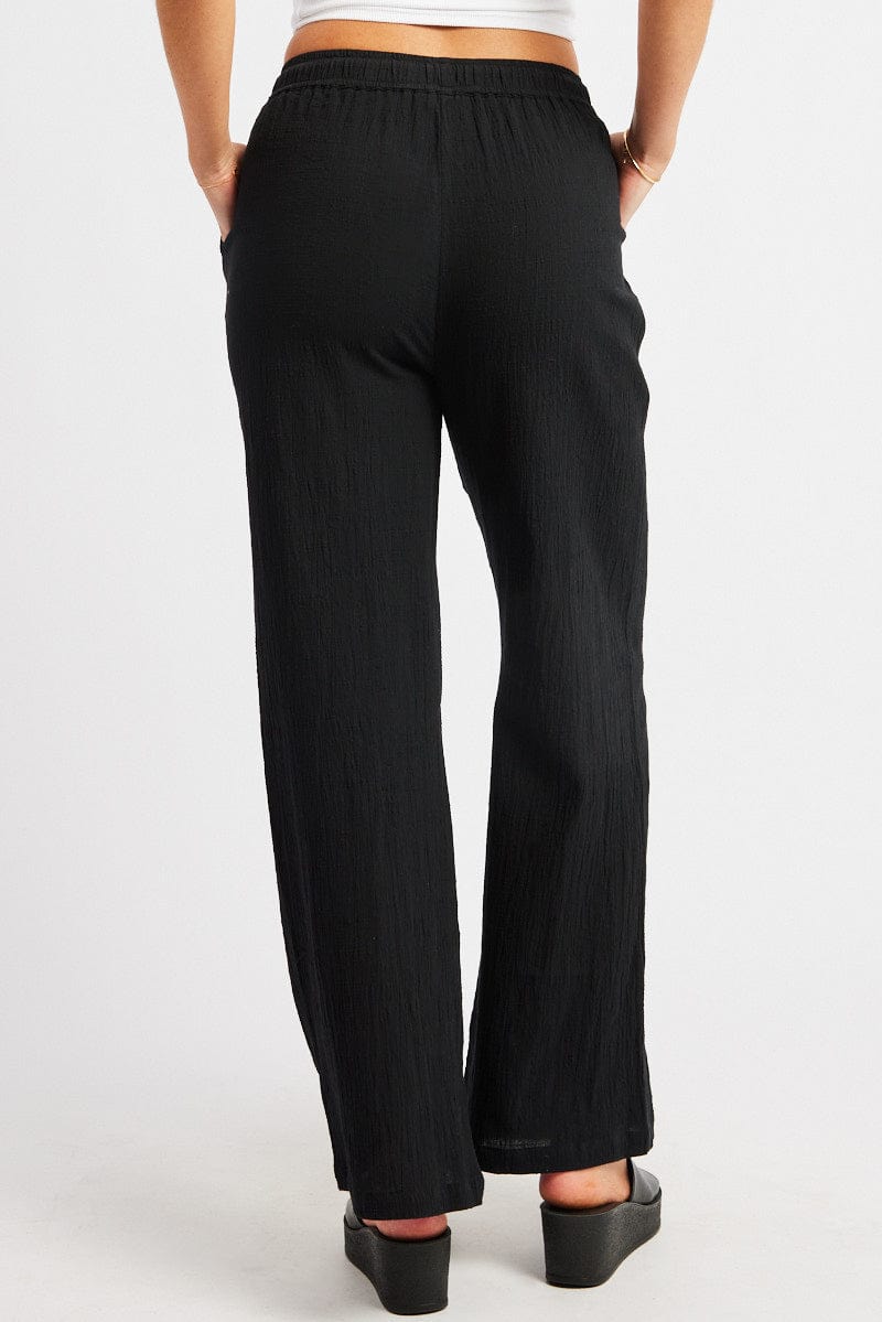 Black Wide Leg Pants High Rise