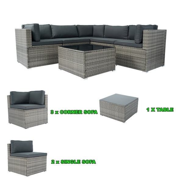 Grey AllWeather Sectional Sofa Outdoor Furniture Set