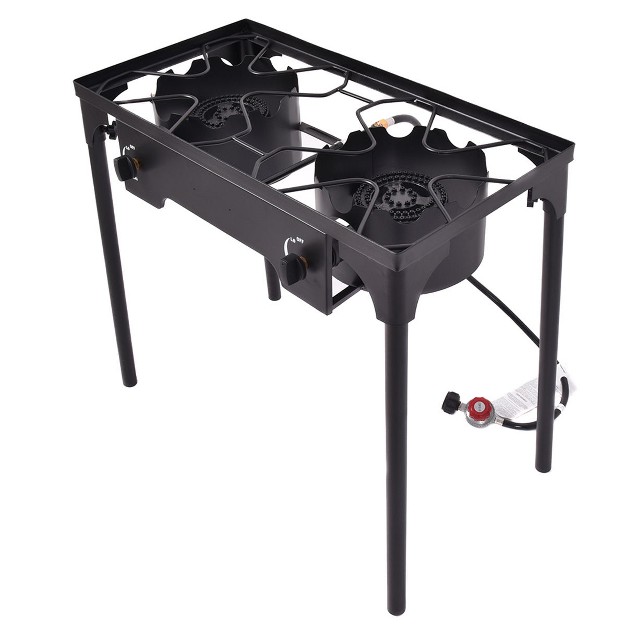 Costway Double Burner Gas Propane Cooker Outdoor Picnic Stove Stand Bbq Grill