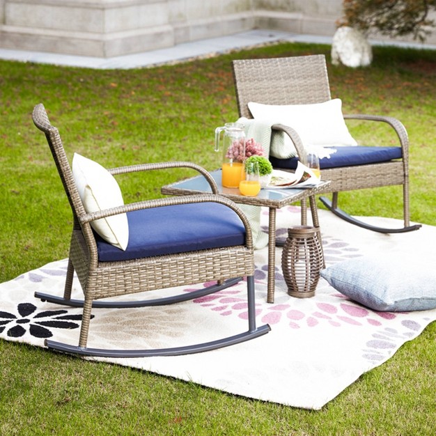 3pc Patio Bistro Set Blue Patio Festival