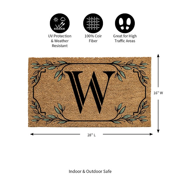 X 16 quot Monogram Coir Mat Letter quot w quot