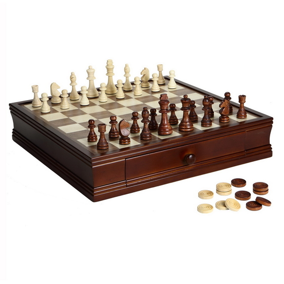 Hathaway BG2110 Prodigy Wood Chess   Checkers Set