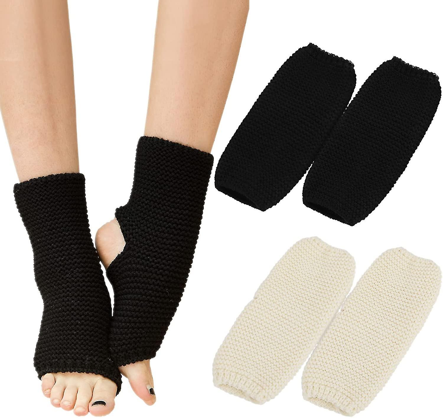 2 Pairs Knitted Yoga Leg Warmers For Ascergery Women， Yoga Socks Toeless Training Ballet