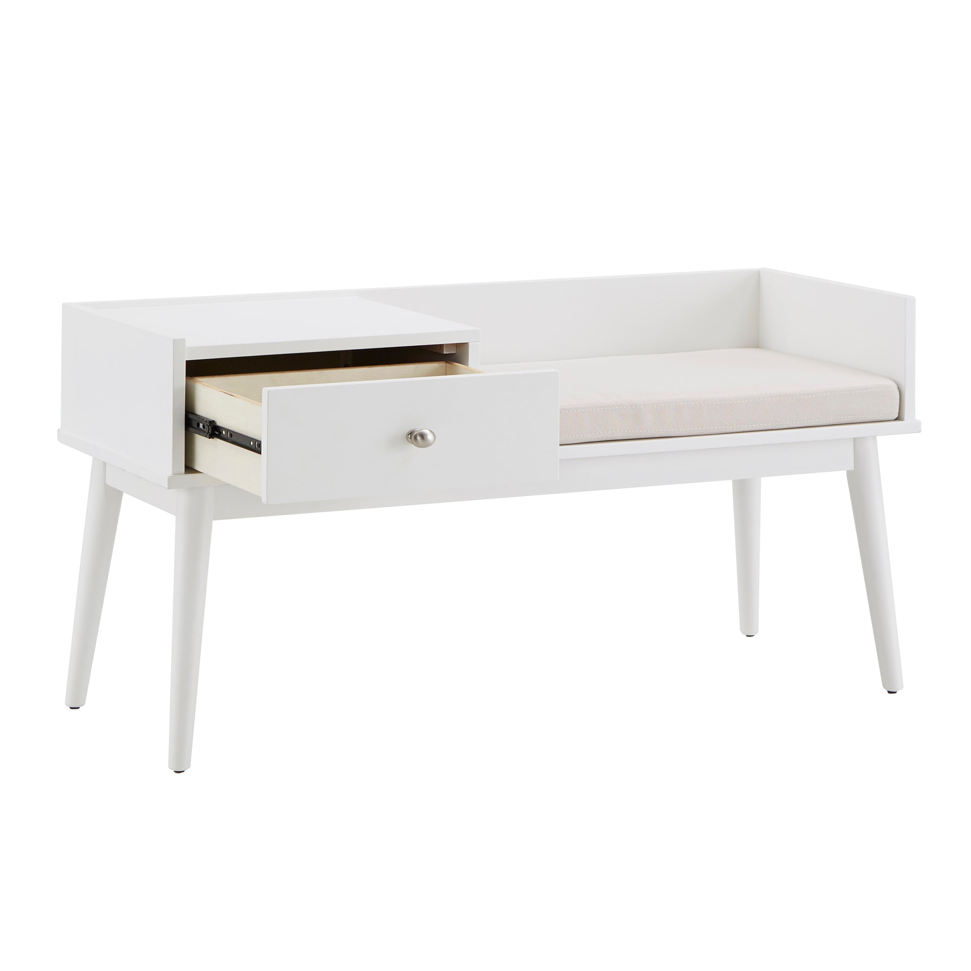 Chelsea Lane Ethan Wood Bench with 1 Drawer, White