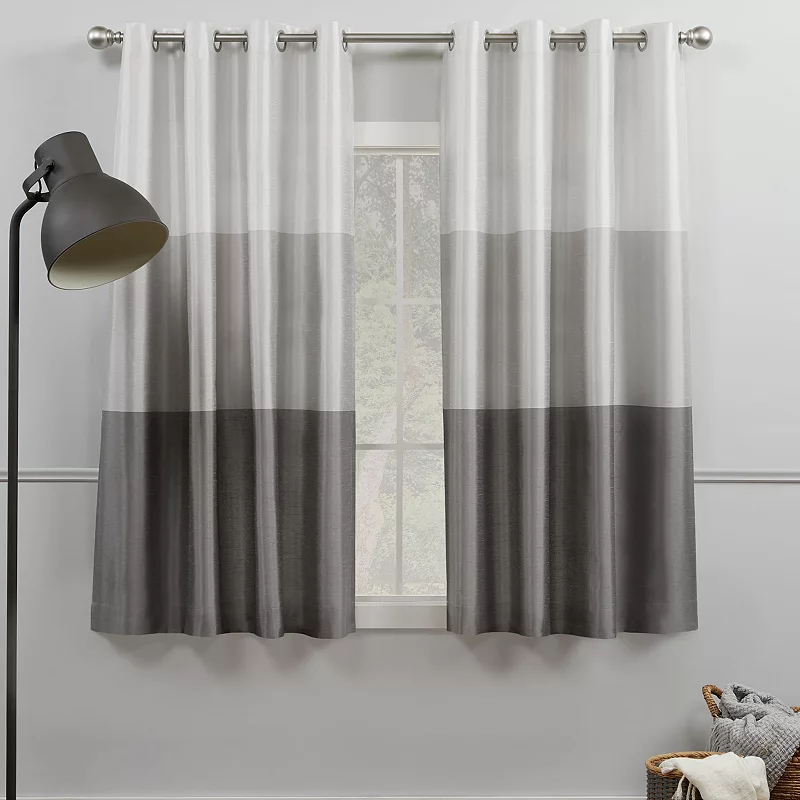 Exclusive Home 2-pack Chateau Striped Faux Silk Window Curtain Set