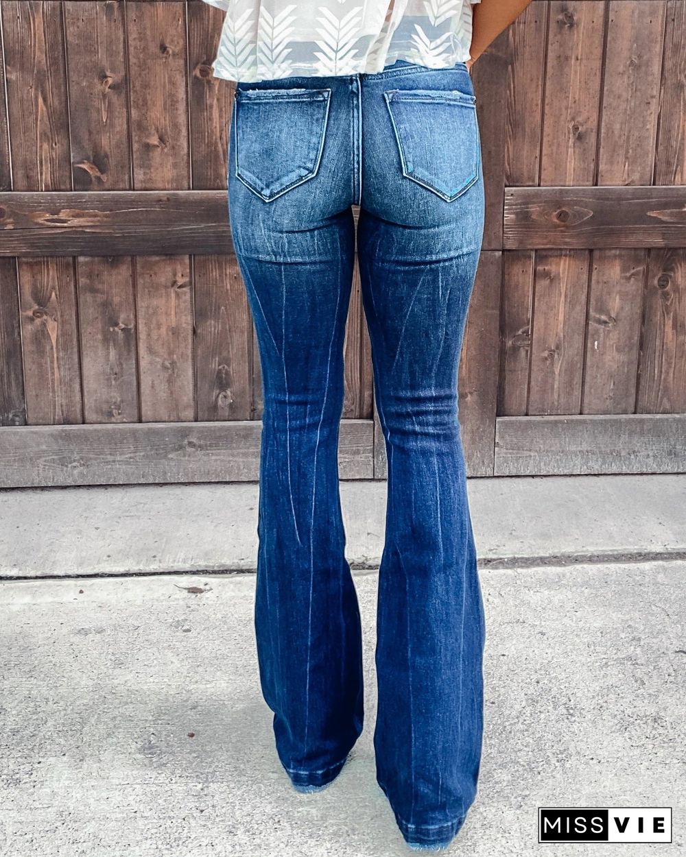 Destroyed High Waist Zip Up Jean Pants