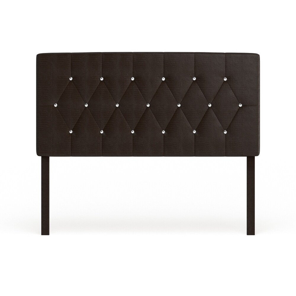 Huntress I Crocodile Glam Faux Leather Button Tufted Headboard by Furniture of America