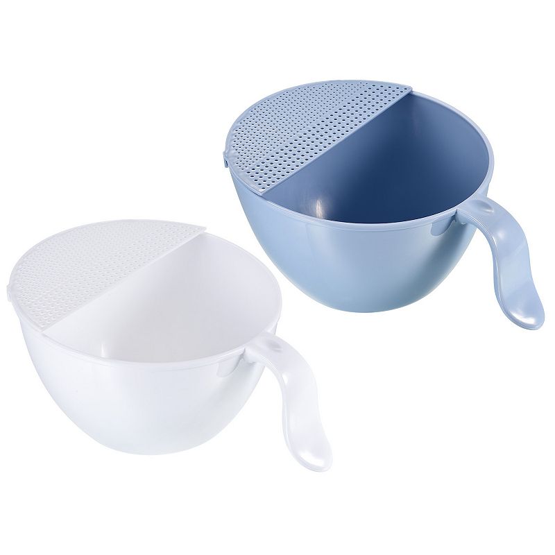 Rice Washing Bowl Fruit Vegetable Colander Drain Basket 2PCS