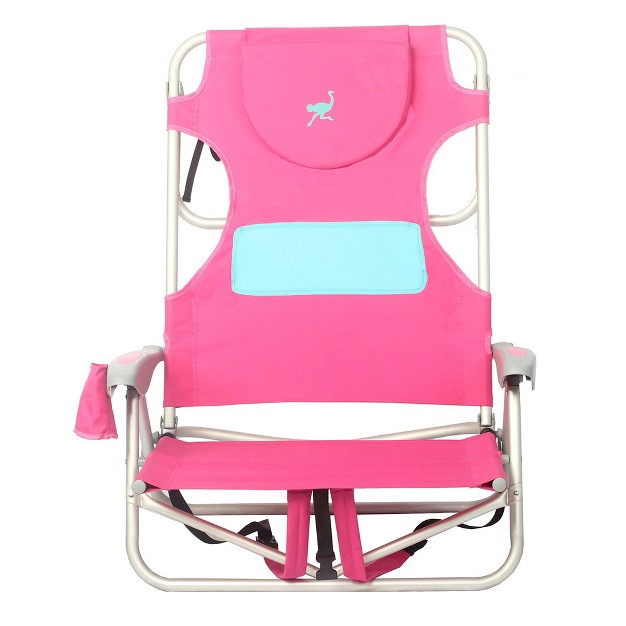 Ostrich Ladies Comfort amp On your back Lightweight Beach Reclining Lawn Chair With Backpack Straps Outdoor Furniture For Pool Camping Or Patio Pink