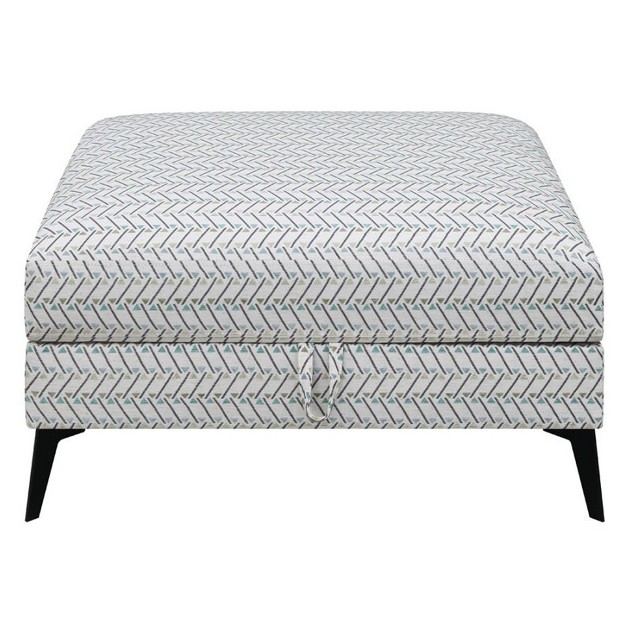 Simple Relax Chenille Upholstered Ottoman With Storage In Grey And Black