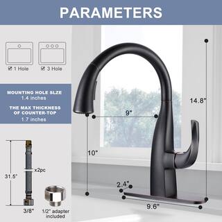 WOWOW Single Handle Gooseneck Pull Down Sprayer Kitchen Faucet with Deck Mount in Oil Rubbed Bronze 2311701RB