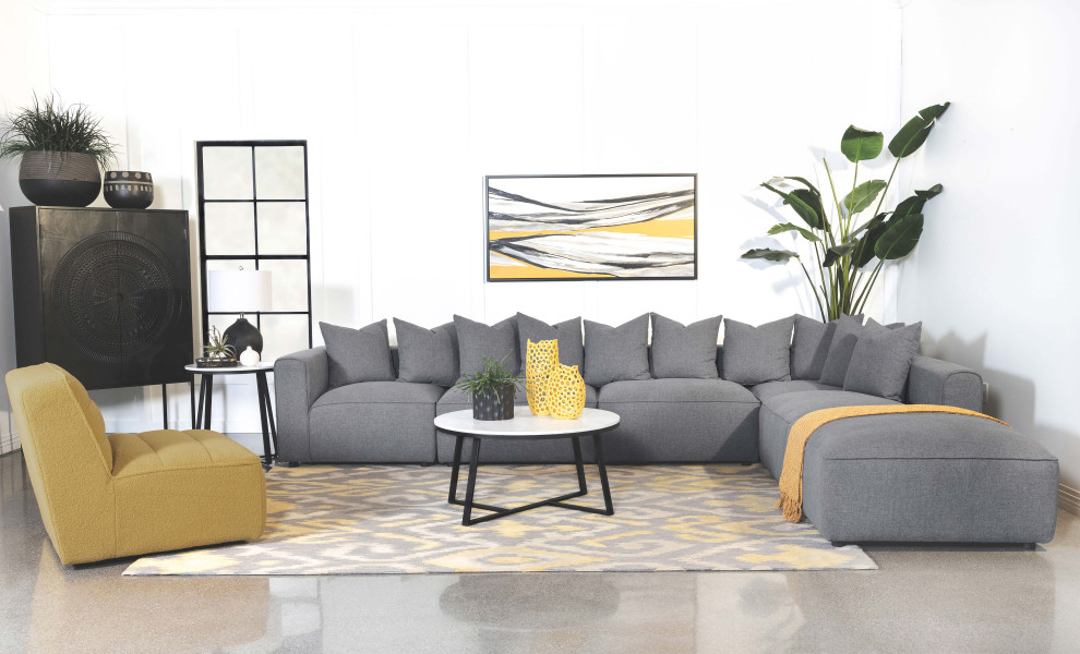 Jennifer Square Upholstered Ottoman Grey   Modern   Footstools And Ottomans   by Modon  Houzz