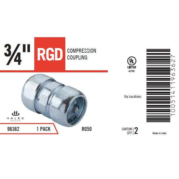 Halex 34 in. Rigid Compression Coupling (2-Pack) 96362