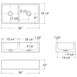 ALFI BRAND Smooth Farmhouse Apron Fireclay 36 in. Double Basin Kitchen Sink in White AB3618DB-W