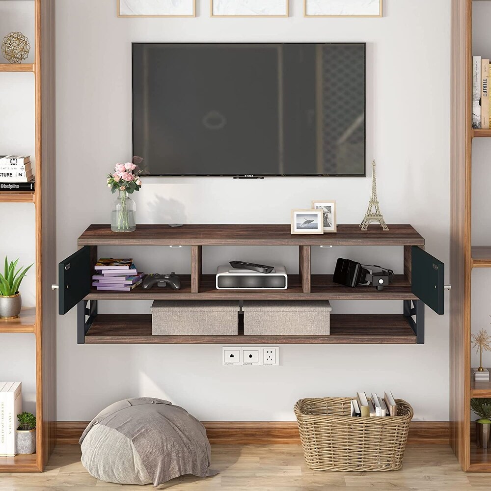 Floating TV Stand  3 Tier Wall Mounted Media Console TV Shelf Console