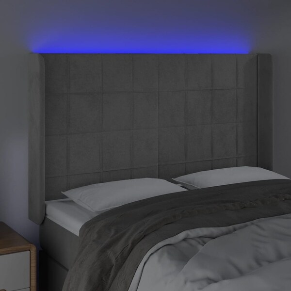 vidaXL LED Headboard Light/Dark Gray Velvet - - 37455492