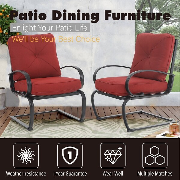 3piece Patio Bistro Furniture Set，Cspring Chairs and Patio Side table with Umbrella Hole