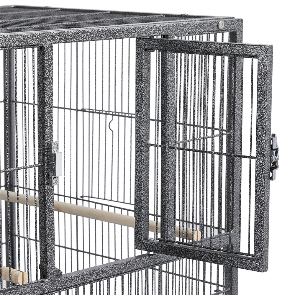 Yaheetech 21'' Stackable Divided Breeder Bird Cage for Small Birds Lovebirds Finch Canaries Parakeets Cockatiels Budgies， Black