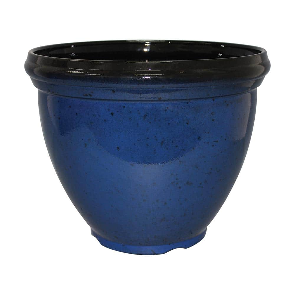 Southern Patio Heritage Large 18 in. x 14.4 in. 35 Qt. Monaco Blue High-Density Resin Outdoor Planter HDR-029779