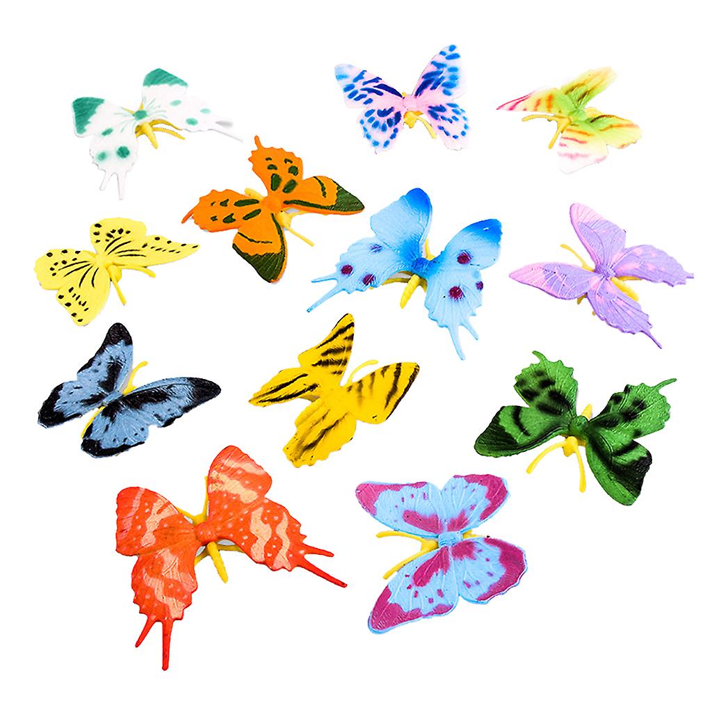 Lots 12 Lifelike Plastic Miniature Butterfly Character Figures Toys For Kids