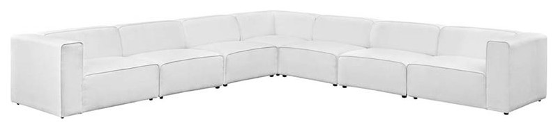 Modway Mingle 5 Piece Modern Fabric Upholstered Corner Sectional in White   Transitional   Sectional Sofas   by Homesquare  Houzz