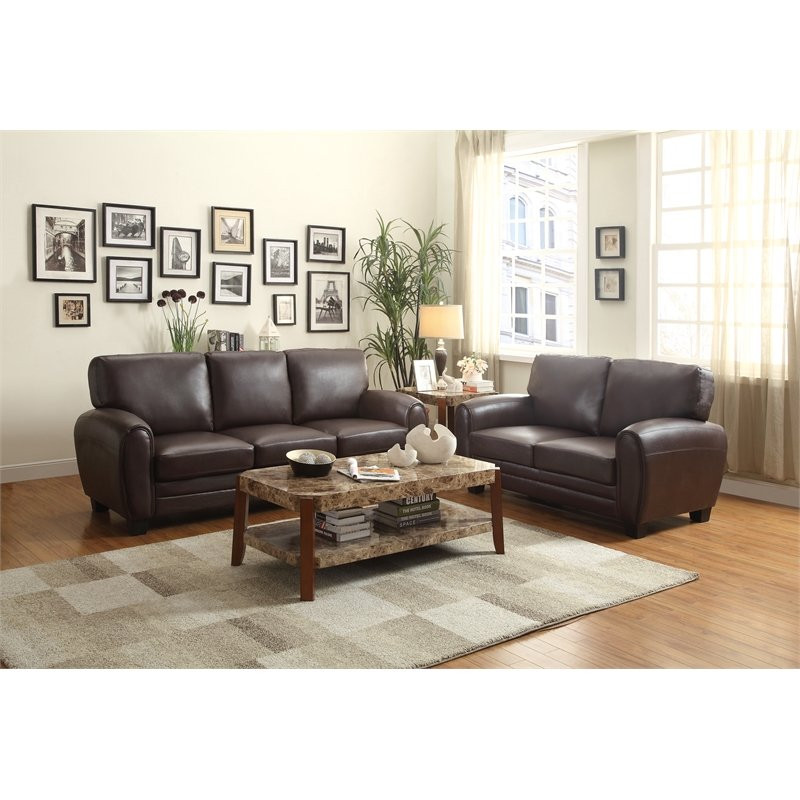 Lexicon Rubin Bonded Leather Loveseat in Black   Contemporary   Loveseats   by Homesquare  Houzz