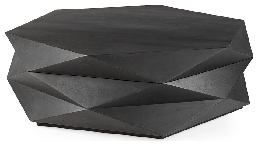 Mod Geometric Black Solid Wood Coffee Table   Transitional   Coffee Tables   by HomeRoots  Houzz