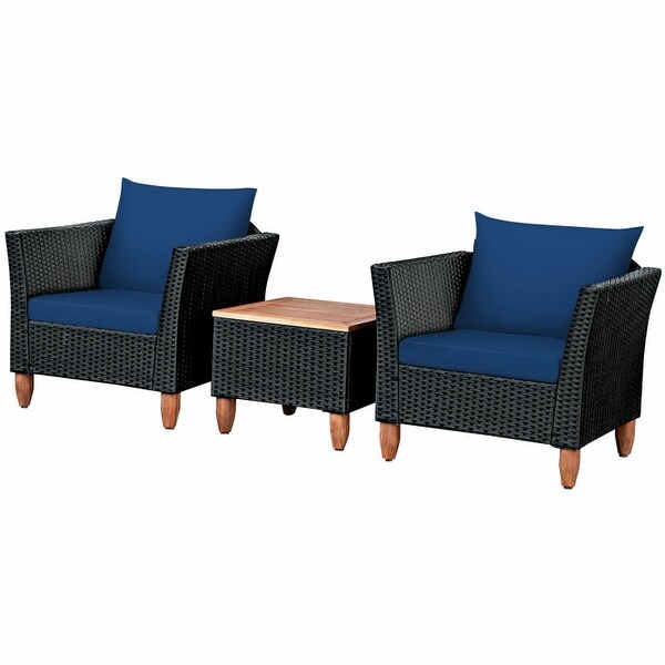 3 Pieces Patio wicker Furniture Set with Cushion