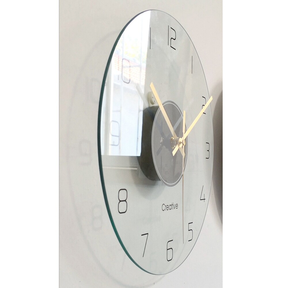 Modern Round Ultra thin Tempered Glass Wall mounted Clock   11.6in