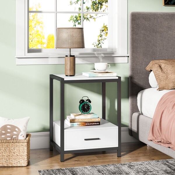 Nightstands，Bedside Table End Table Side Table with Drawers and Storage Shelf - - 33503761