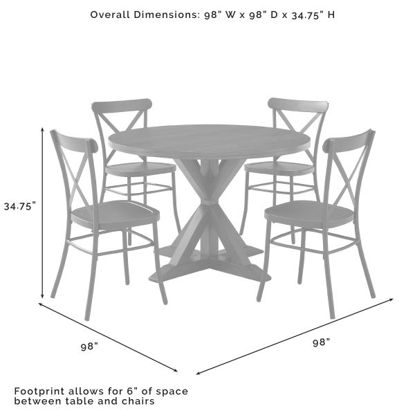 Hayden 5Pc Round Dining Set W/Camille Chairs