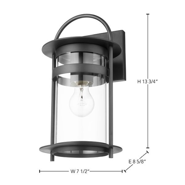 Bracer 1 Light Medium Wall Lantern Matte Black Finish with Clear Glass Shopping - The Best Deals on Outdoor Wall Lanterns | 39425083