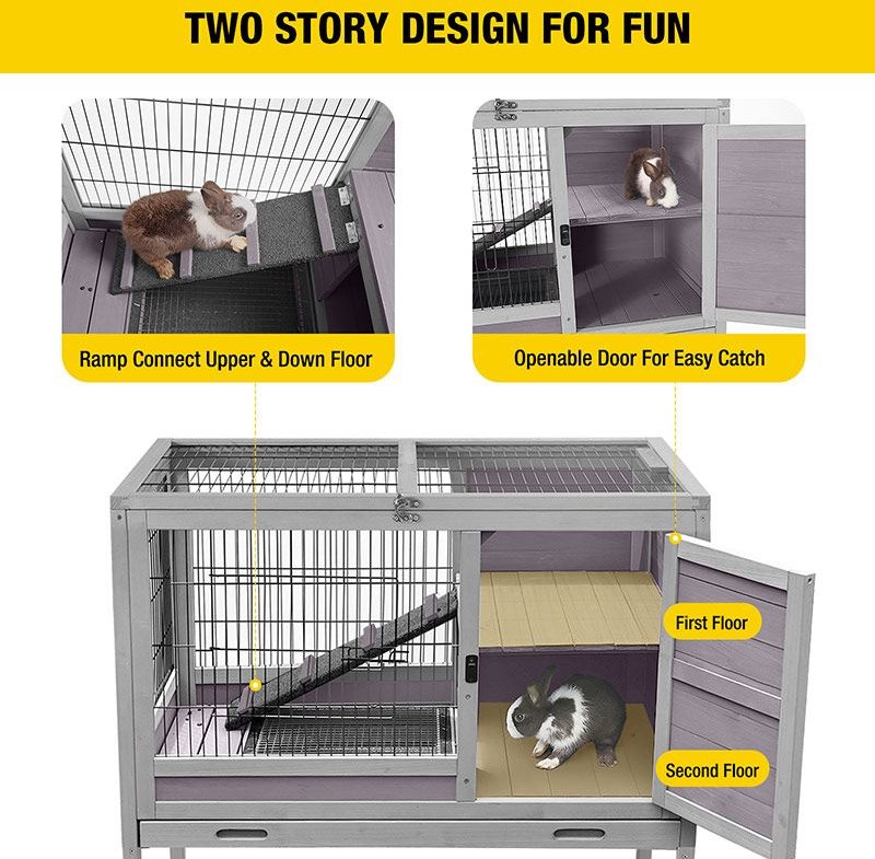 Aivituvin Rabbit Hutch with Pull Out Tray， Small