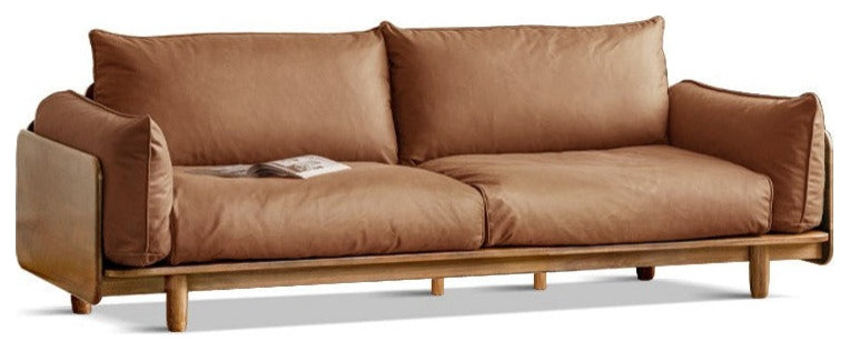 oak Solid Wood Leather Sofa  fabric   Midcentury   Sofas   by GVAwood  Houzz