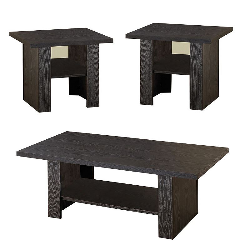 Bewildering rich black 3 piece occasional table set