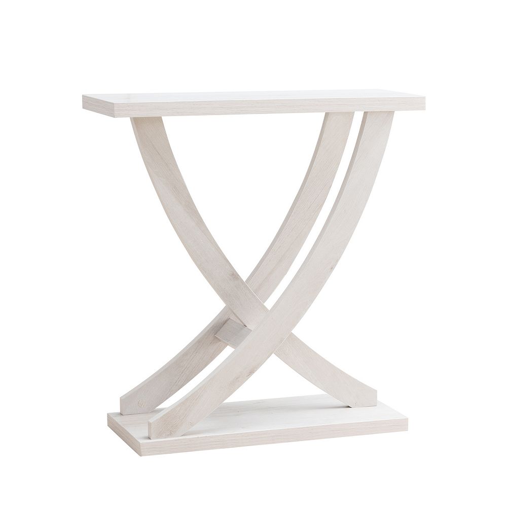 FC Design White Oak Curved Intersecting Legs Console Table with Spacious Top