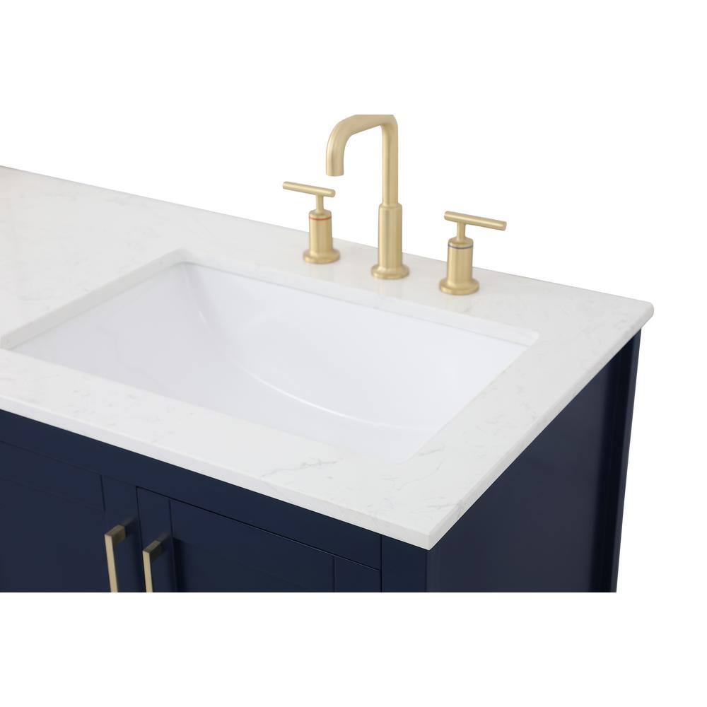 Timeless Home 60 in. W x 22 in. D x 34 in. H Double Bathroom Vanity in Blue with Calacatta Quartz TH32060Blue