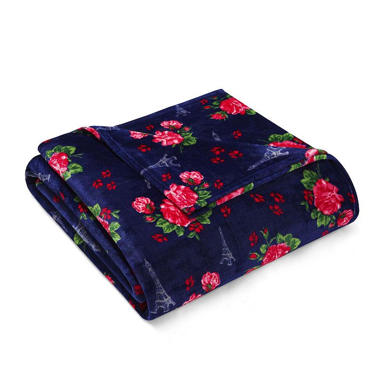 Betsey Johnson French Floral Blue Blanket