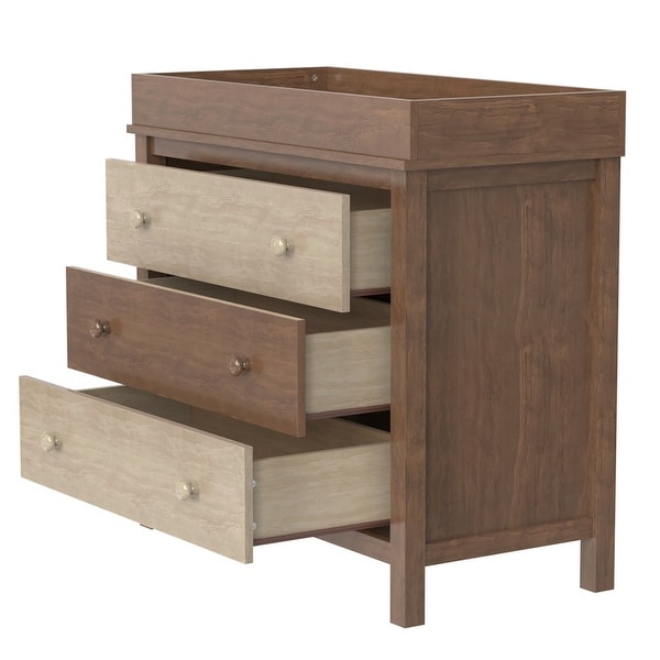 Contemporary Style 3-Drawer Dresser， Solid Wood Storage Cabinet， Superior Top Lockers， for Bedroom Living Room Hallway - - 37952356