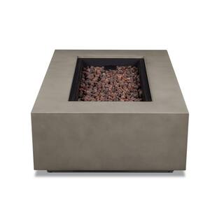 Real Flame Aegean 50 in. L X 32 in. W Outdoor Rectangular Powder Coated Steel Propane Fire Pit in Black with Lava Rocks C9813LP-BLK