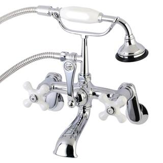 Kingston Brass Vintage Adjustable Center 3-Handle Claw Foot Tub Faucet with Handshower in Chrome HAE60T1