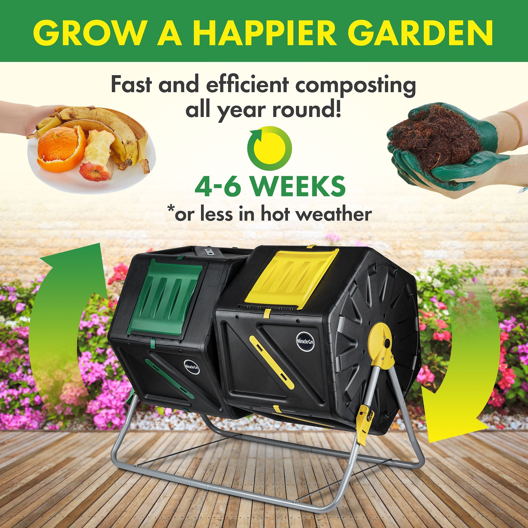 Miracle-Gro - 55 gal Dual Chamber Tumbling Composter