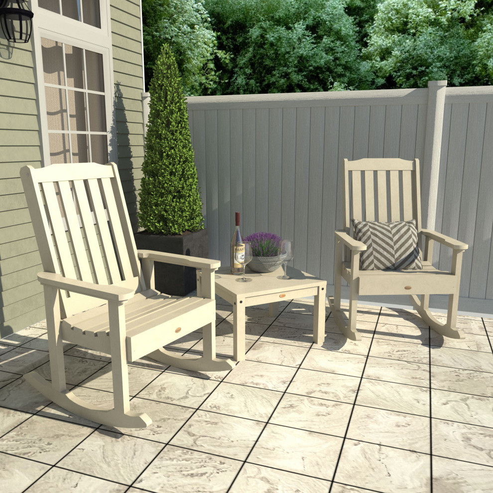 Lehigh Rocking Chair Set With Side Table   Beach Style   Outdoor Lounge Sets   by highwood  Houzz