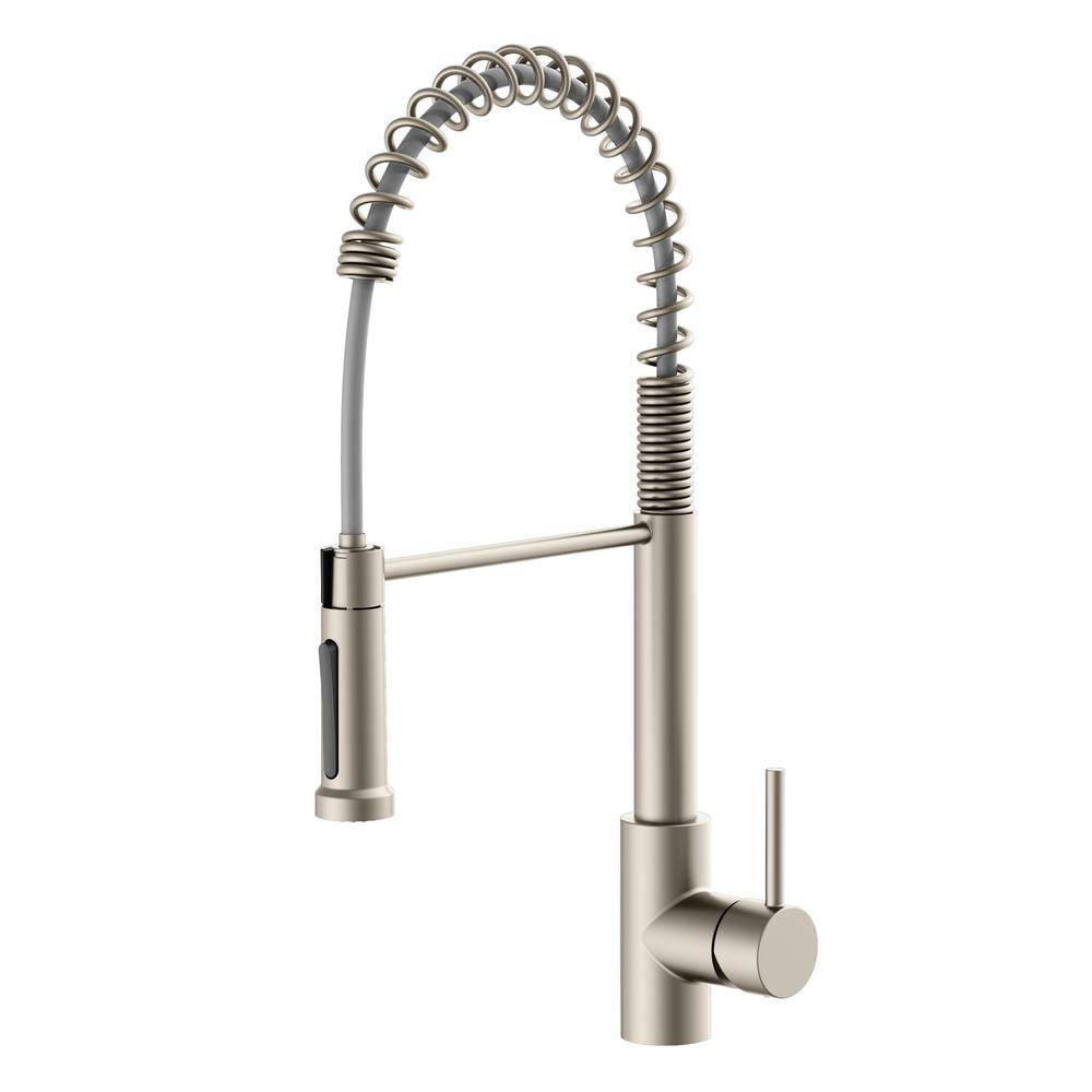 PRIVATE BRAND UNBRANDED Single-Handle Pull Down Spring Sprayer Kitchen Faucet in Brushed Nickel D00236B