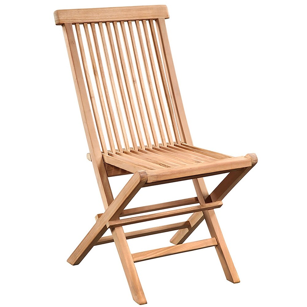 Fuling Natural Finish Indoor Outdoor Slatted Teak Folding Chair