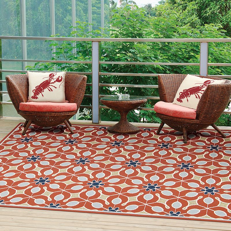 Nourison Caribbean Floral Lattice Outdoor Rug